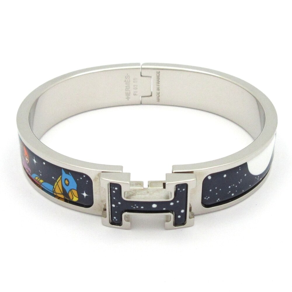Hermès Click H Space Derby Bangle Silver Navy